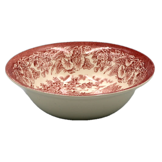 English Ironstone Tableware Red and White China English Scenery Serving Bowl