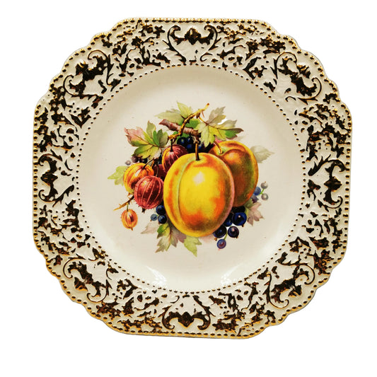 Elijah Cotton BCM Nelson Ware China Embosed Gilt Cake Plate