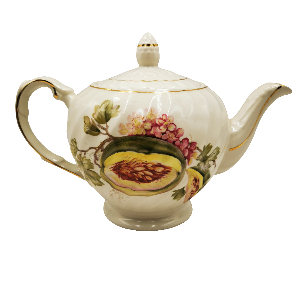 Ellgreave Wood & Sons Staffordshire Vintage Fig & Fruit China Teapot