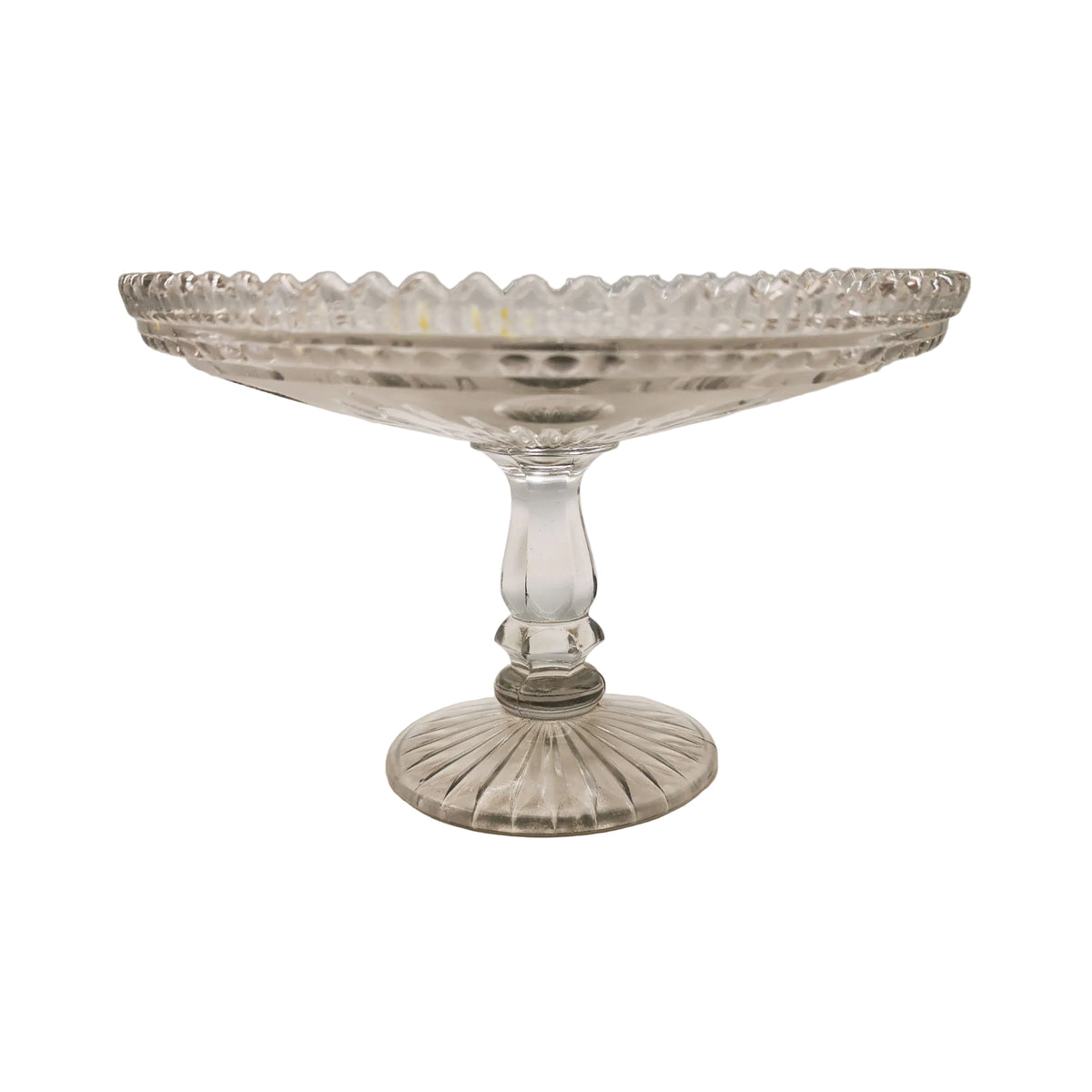 Emporial Tri-Molded English Clear Glass 8.5-inch Pedestal Dessert Stand