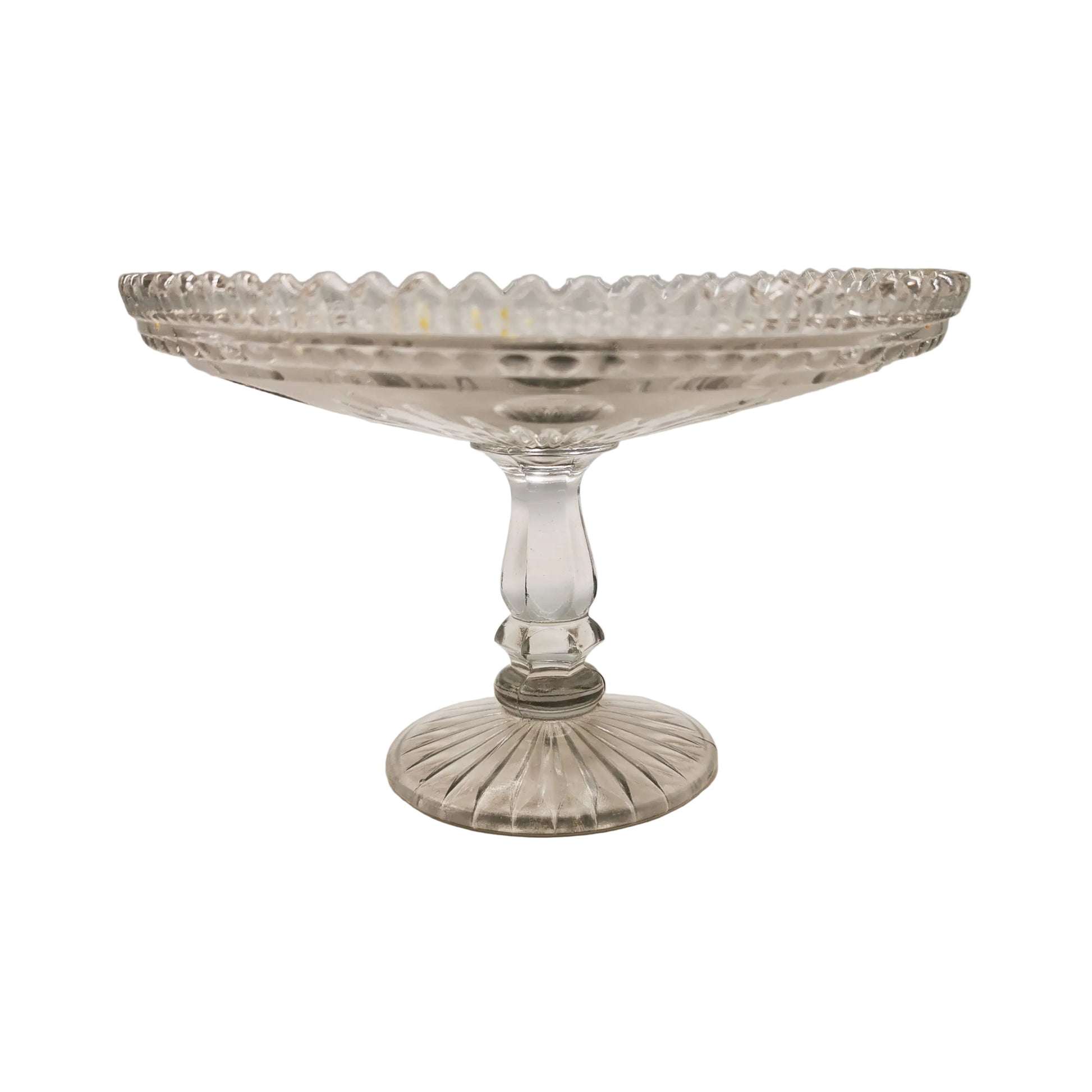 Emporial Tri-Molded English Clear Glass 8.5-inch Pedestal Dessert Stand