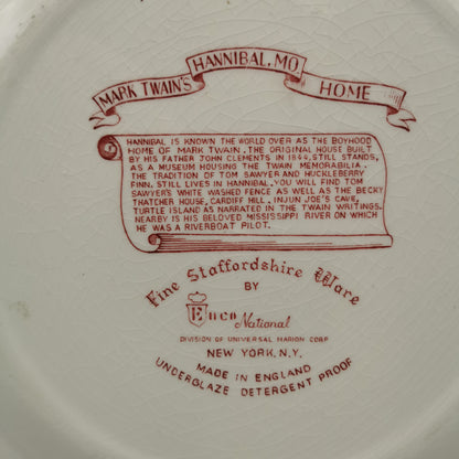 Enco-National-Mark-Twain-Red-and-White-China-Dinner-10-inch-Plate