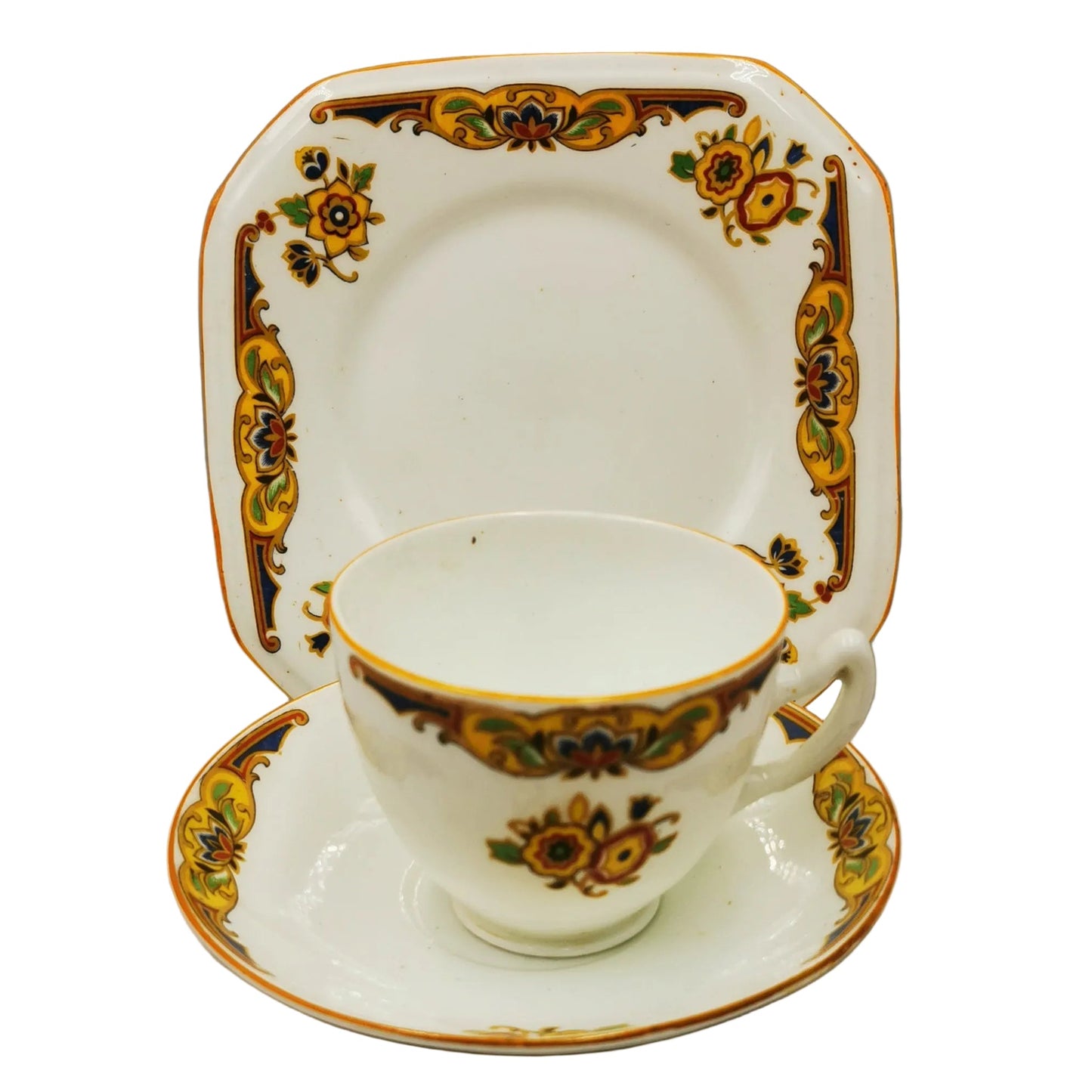 English-Floral-China-Teacup-Saucer-&-Side-Plate