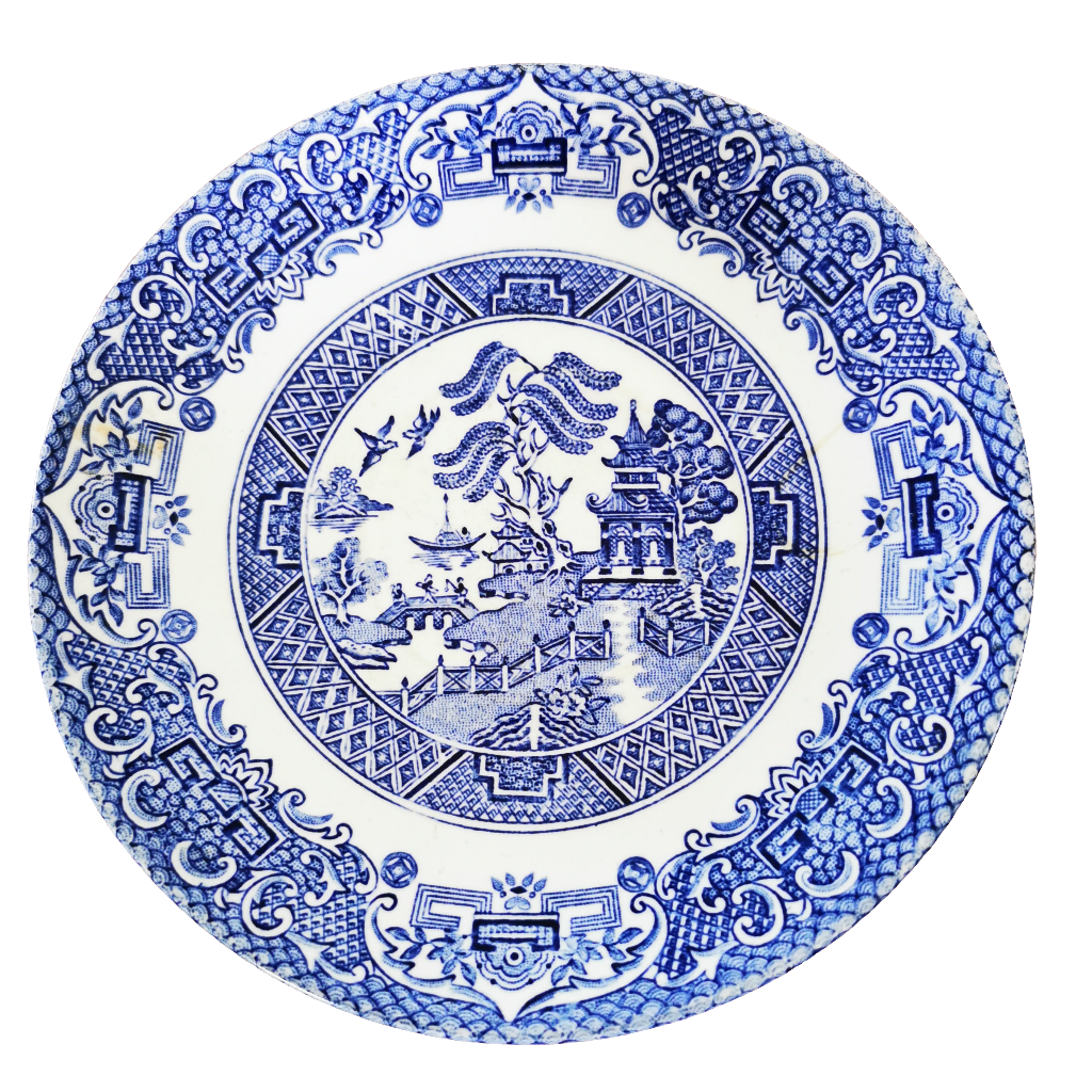 English Ironstone Tableware Old Willow China Saucer