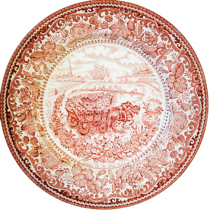 English Ironstone Tableware Red and White China Summer On The Home Farm Dinner Plate