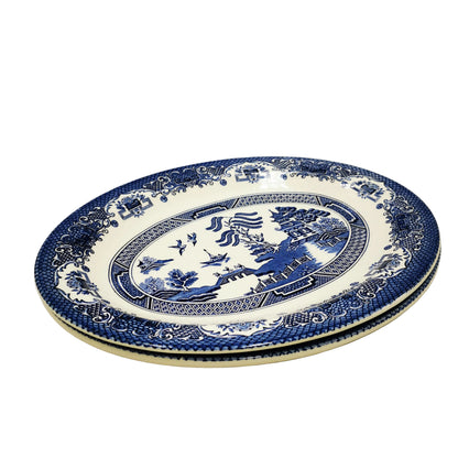 English-Ironstone-Tableware-Willow-Blue-and-White-China-11.5-inch-Oval-Platter