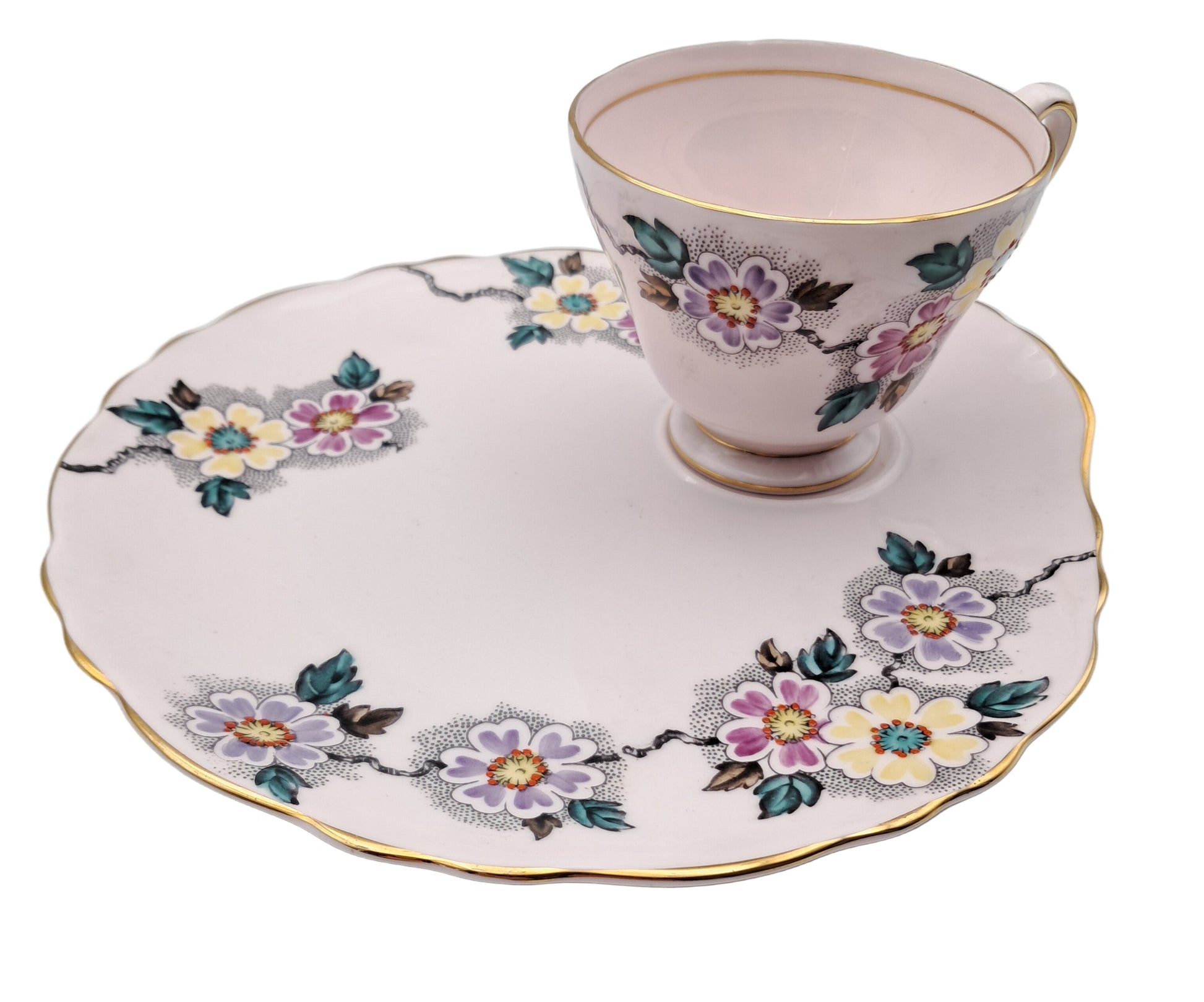 Tuscan Teacup and Saucer Plate by R H & S L Plant China c1950