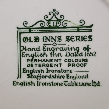 English Ironstone Tableware Old Inns Series Green and White China 6.5-inch Side Plate