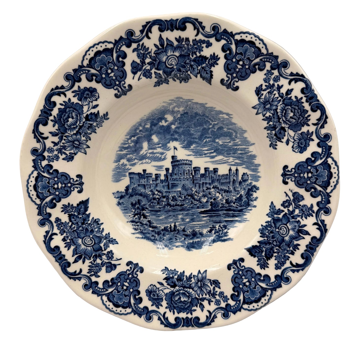 Enoch Wedgwood Blue and White China Royal Homes of Britain Soup Bowl