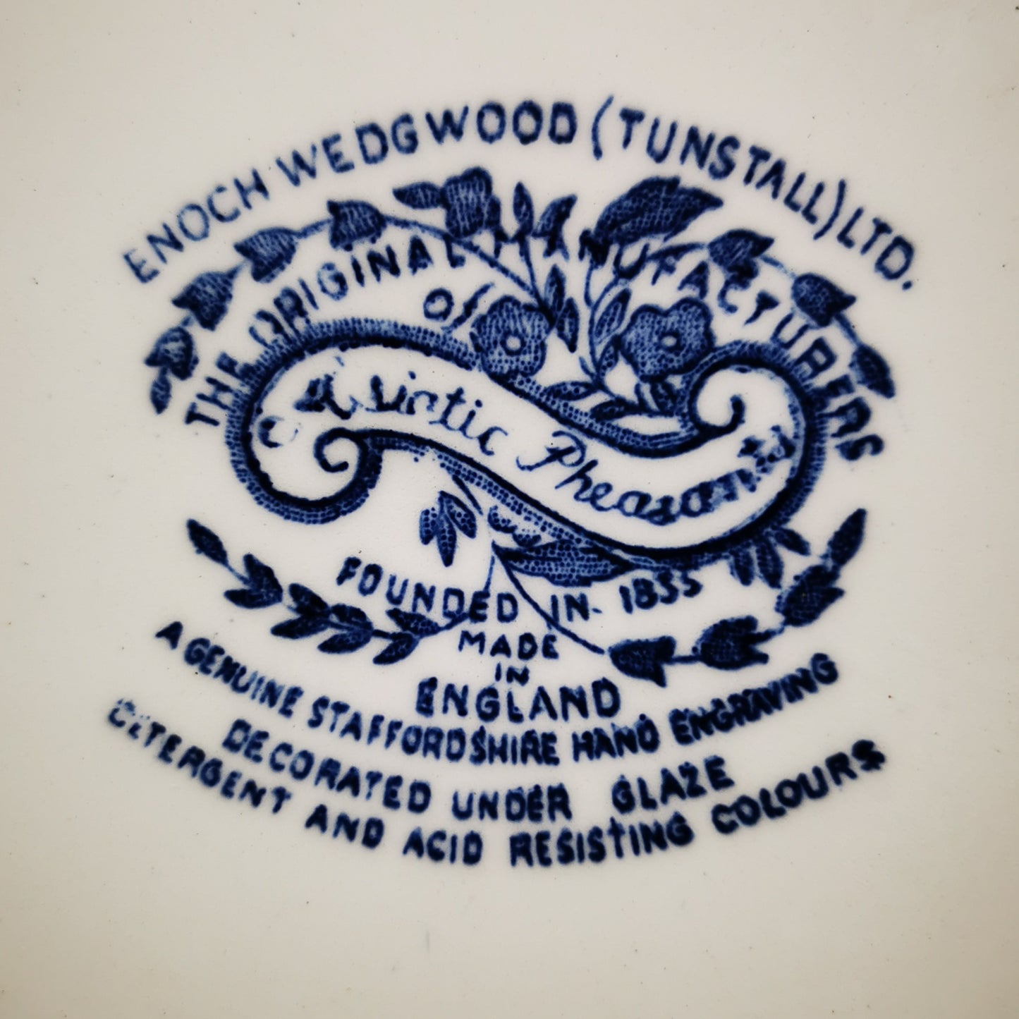 Enoch-Wedgwood-&-Co-Blue-and-White-China-Asiatic-Pheasant-Dinner-Plate
