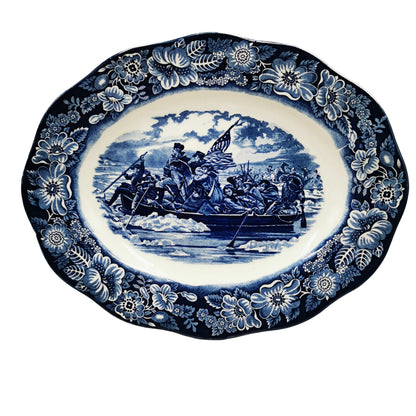 Enoch Wedgwood & Co Liberty Blue and White China Washington Crossing the Delaware Platter