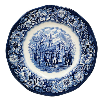 Enoch Wedgwood & Co Liberty Blue and White China Washington Leaving Christchurch Side Plate