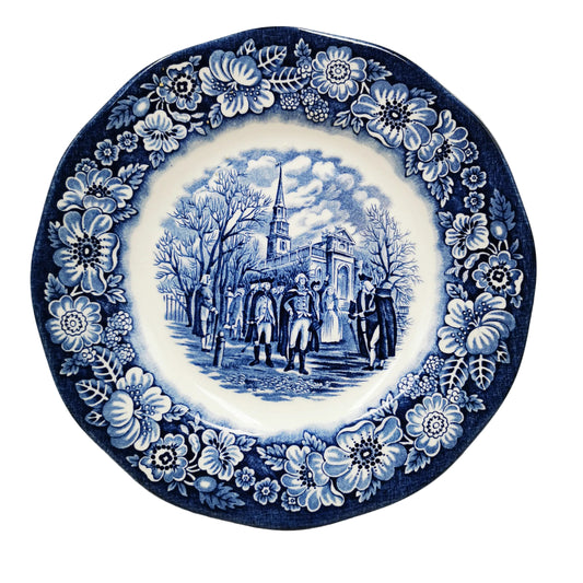 Enoch Wedgwood & Co Liberty Blue and White China Washington Leaving Christchurch Side Plate