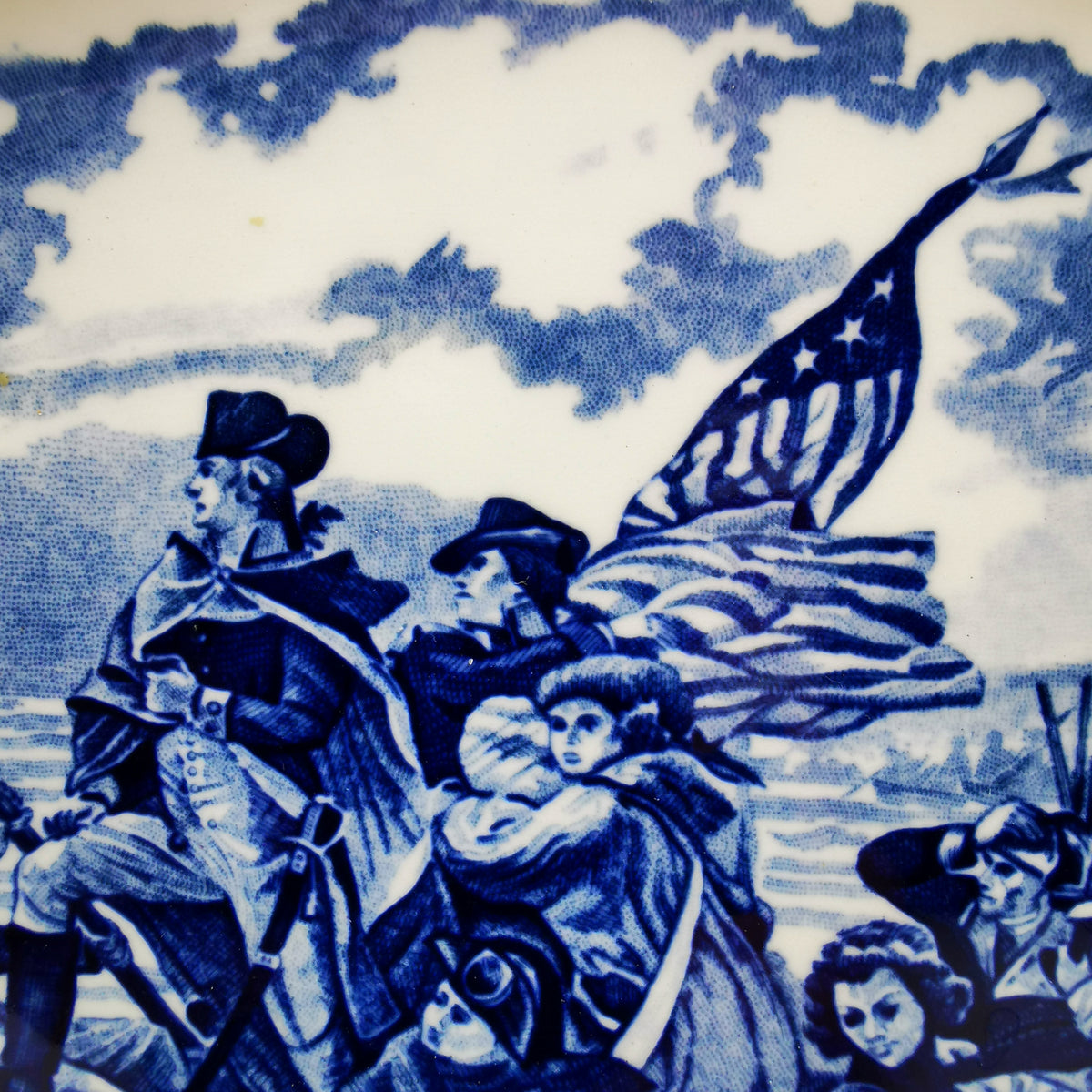 Enoch Wedgwood & Co Liberty Blue and White China Washington Crossing the Delaware Platter