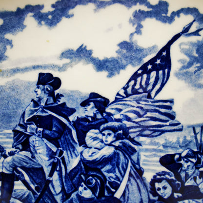 Enoch Wedgwood & Co Liberty Blue and White China Washington Crossing the Delaware Platter
