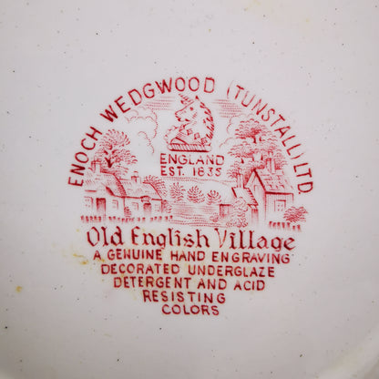 Enoch Wedgwood & Co Red and White China Old English Village Dinner Plate