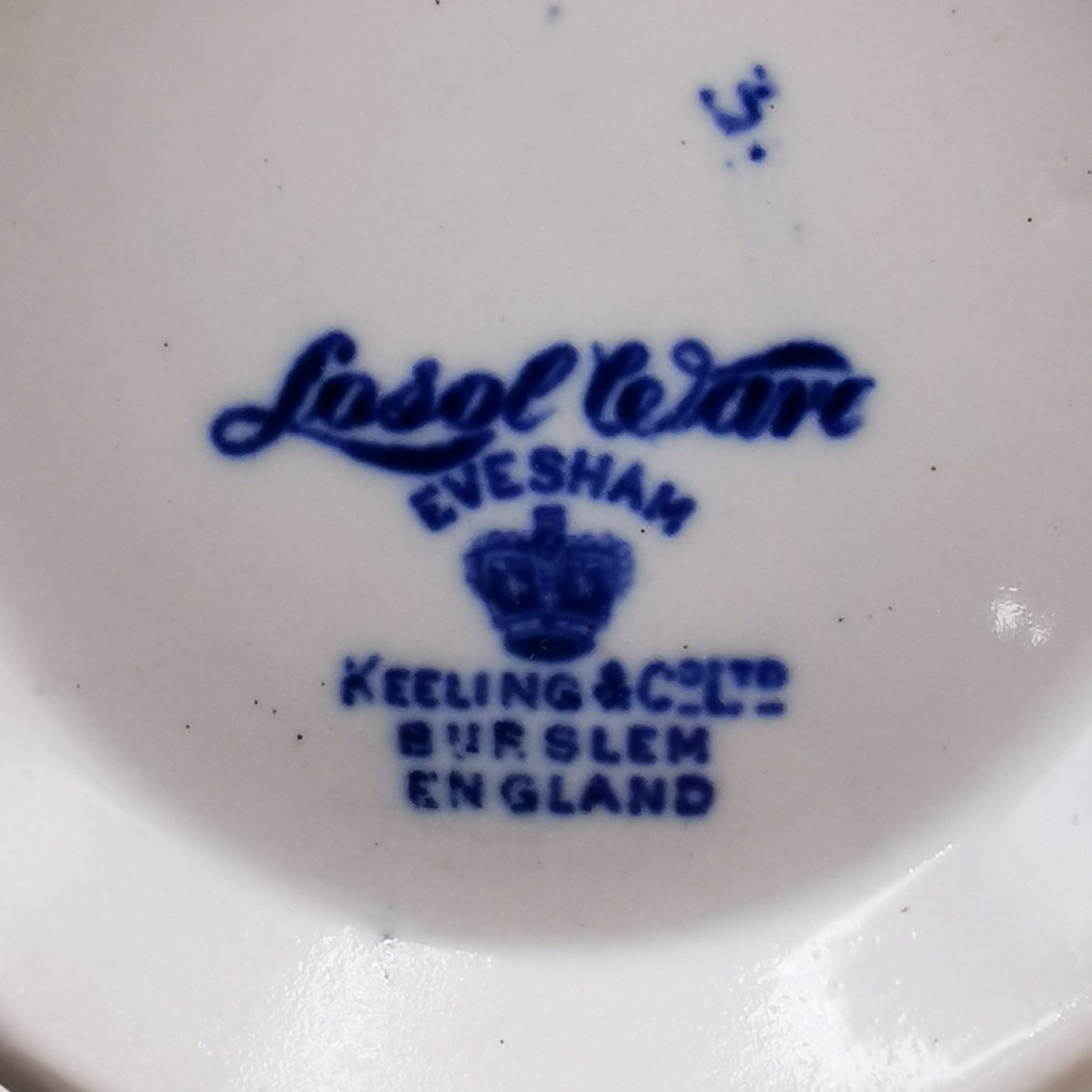 Losol Ware Keeling and Co Evesham Blue and White China Gravy Jug