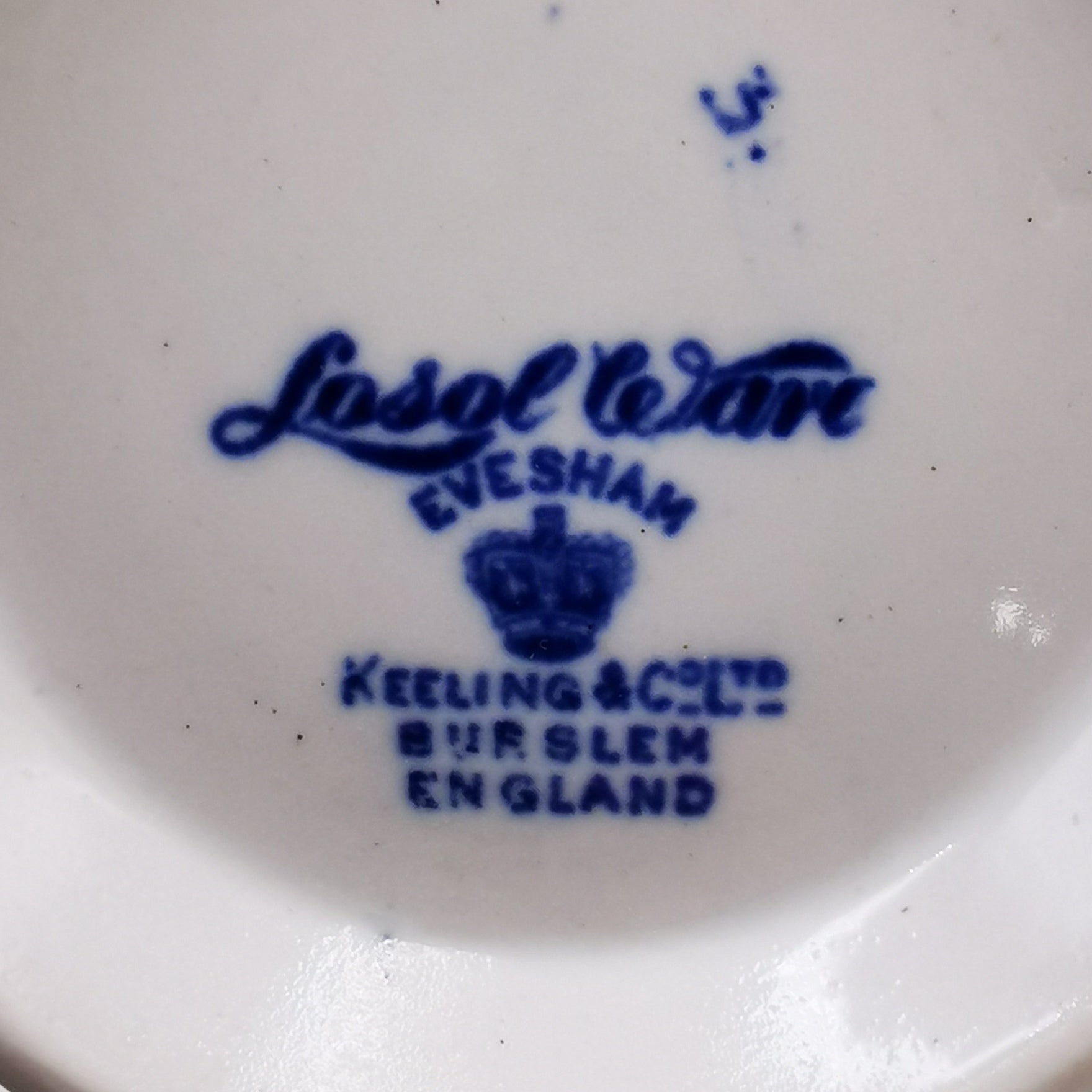 Losol Ware Keeling and Co Evesham Blue and White China Gravy Jug