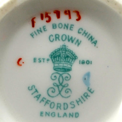 Crown Staffordshire Porcelain F15793 Lyric Tunis Blue China Sugar Bowl Milk Jug & Serving Plate