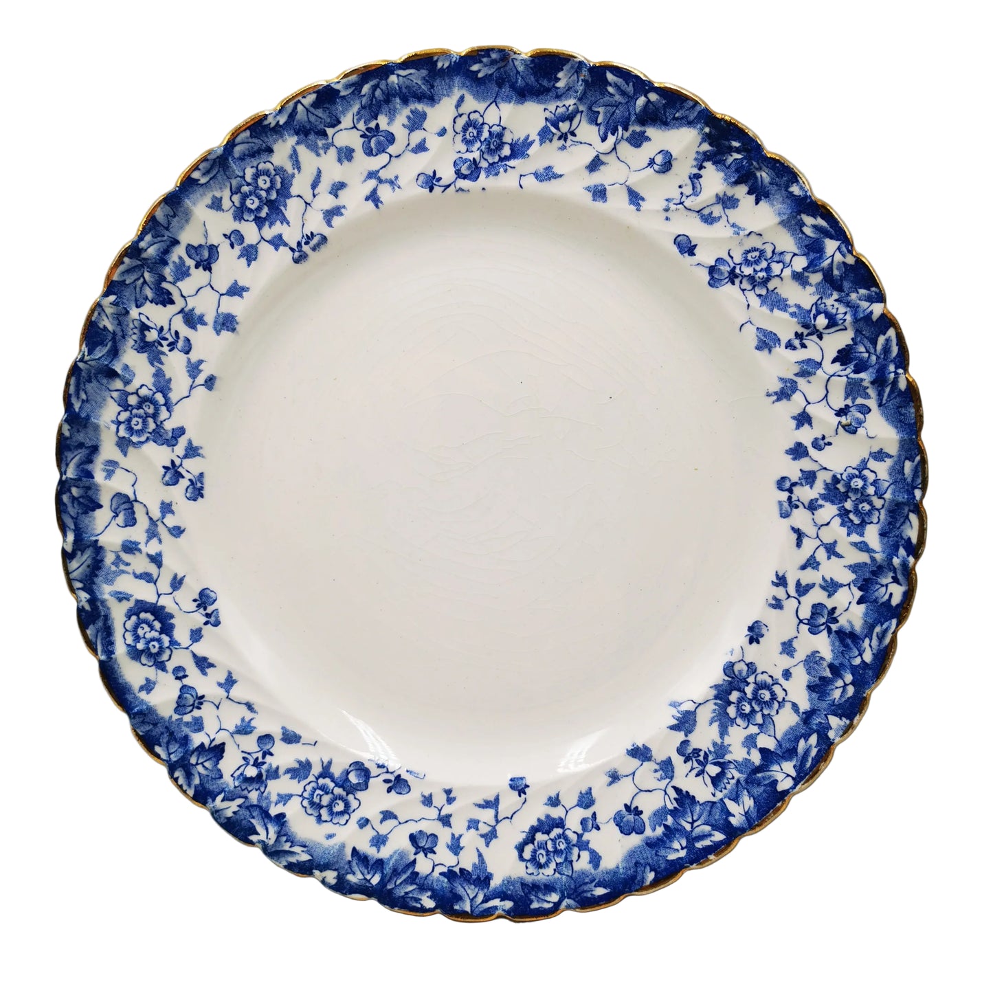 Fenton Pottery Co Antique Blue and White China 9.5-inch Dinner Plate