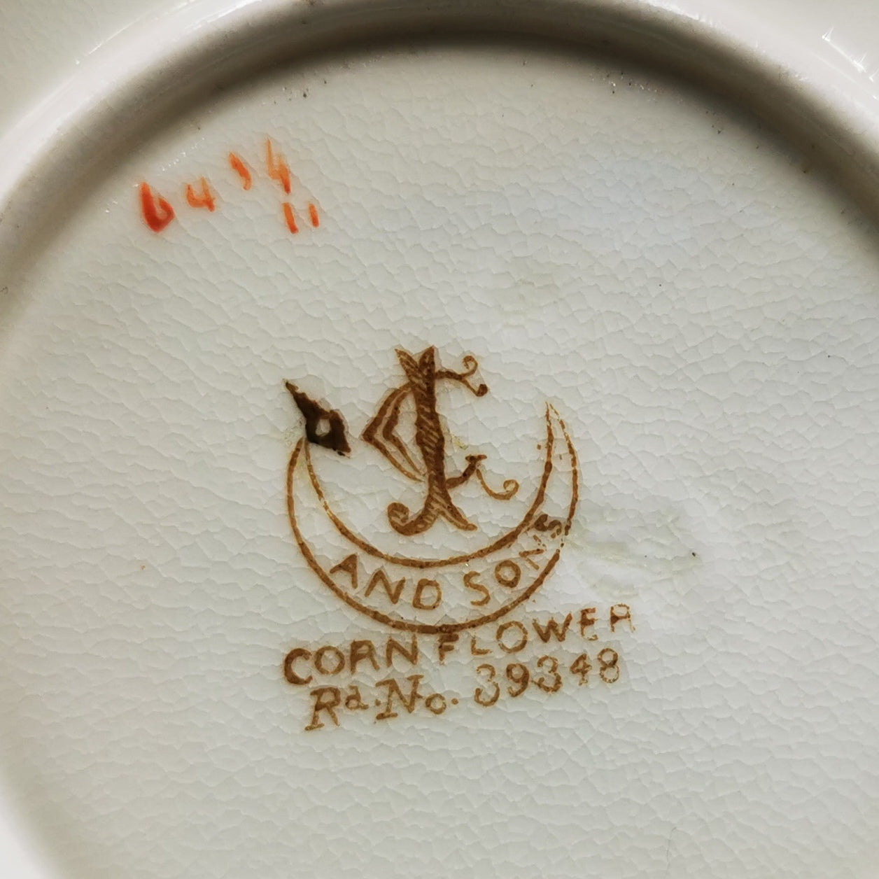 Antique George Jones & Sons Cornflower 6434 China Cup Saucer & Side Plate Rd No 39348