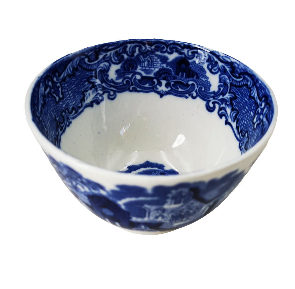 George Jones & Sons Abbey Flo Blue and White China Sugar Bowl