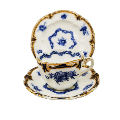 Antique George Jones & Sons Crescent China 3840 Teacup, Saucer & Side Plate