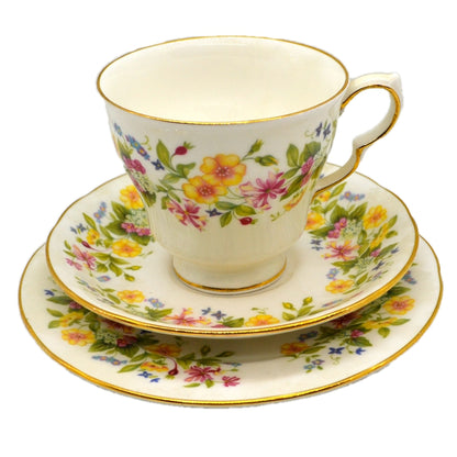 Colclough Hedgerow Bone China Shape D Tea Cup Saucer & Side Plate Trio