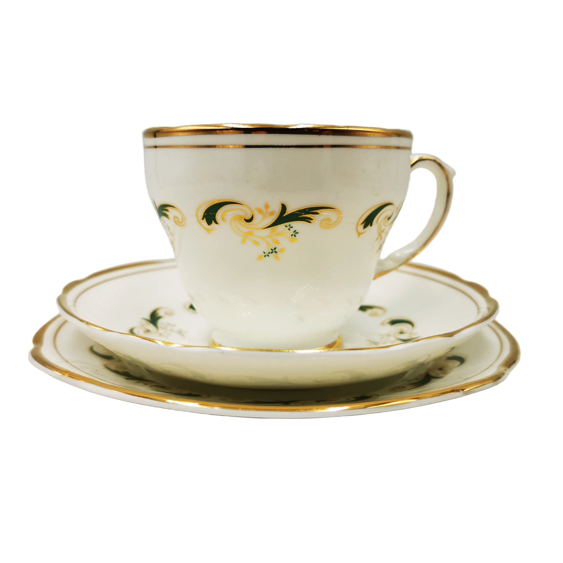 Harleigh-Art-Deco-China-Teacup-Saucer-and-Side-Plate