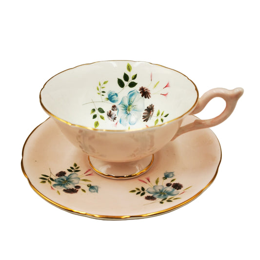 Heathcote Pink Ground Floral China 5190 pattern Teacup & Saucer