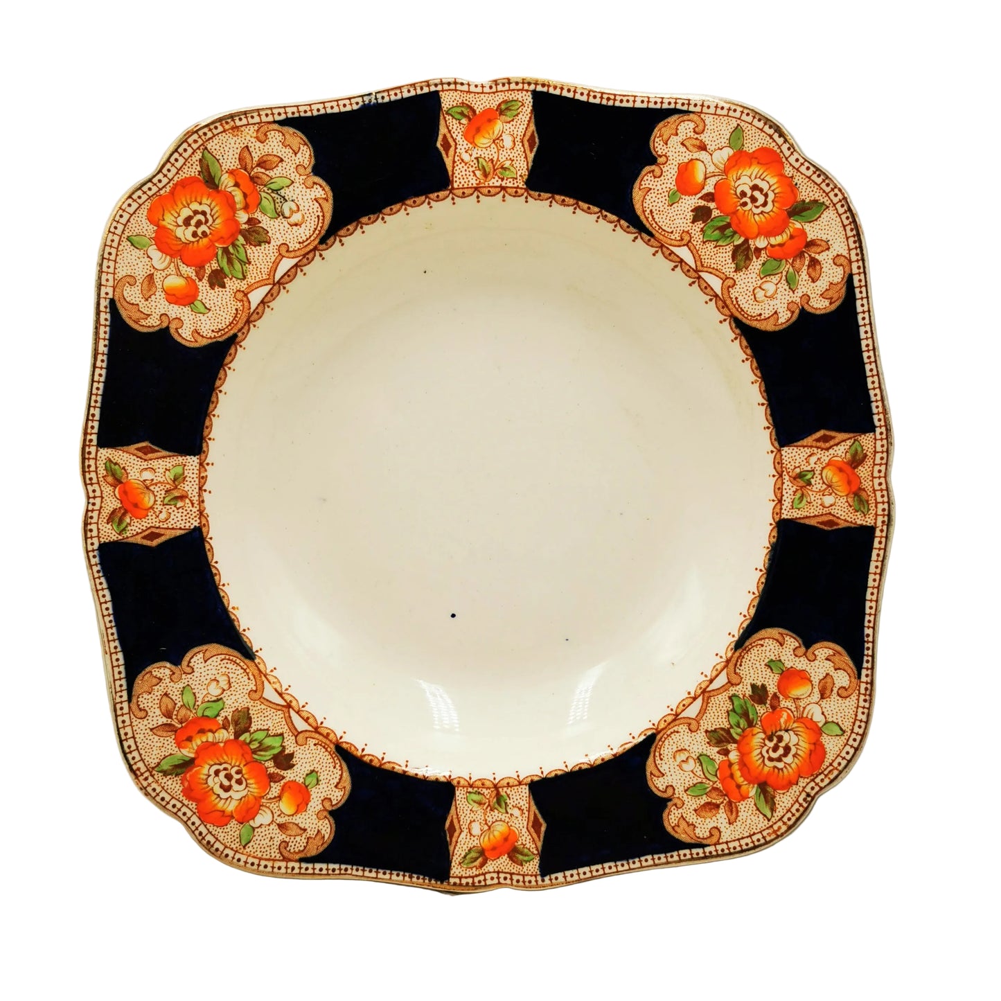 Hollinshead & Kirkham Quebec Pattern China Square Soup Bowl