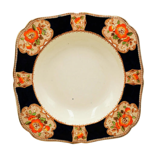 Hollinshead & Kirkham Quebec Pattern China Square Soup Bowl