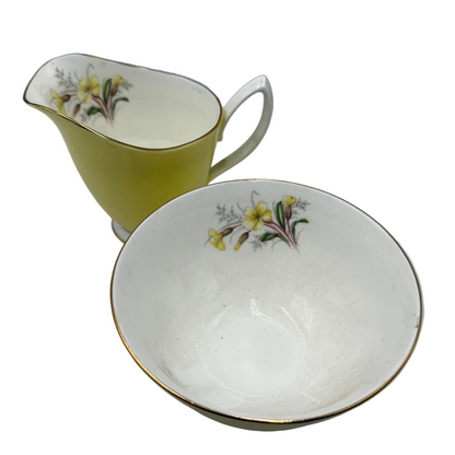 Royal Albert China Yellow Primrose Sugar Bowl & Milk Jug