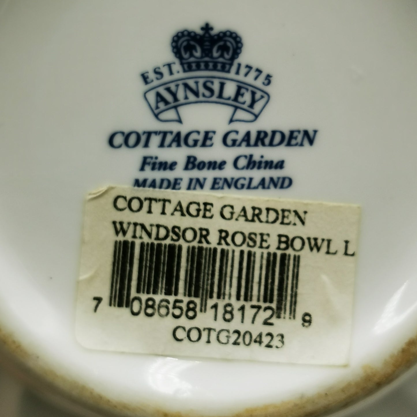 Aynsley China Cottage Garden Large Windsor Rose Bowl