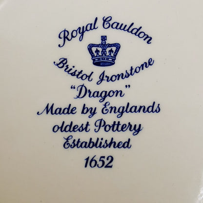 Royal Cauldon Bristol Ironstone Blue Dragon Teacup Trio