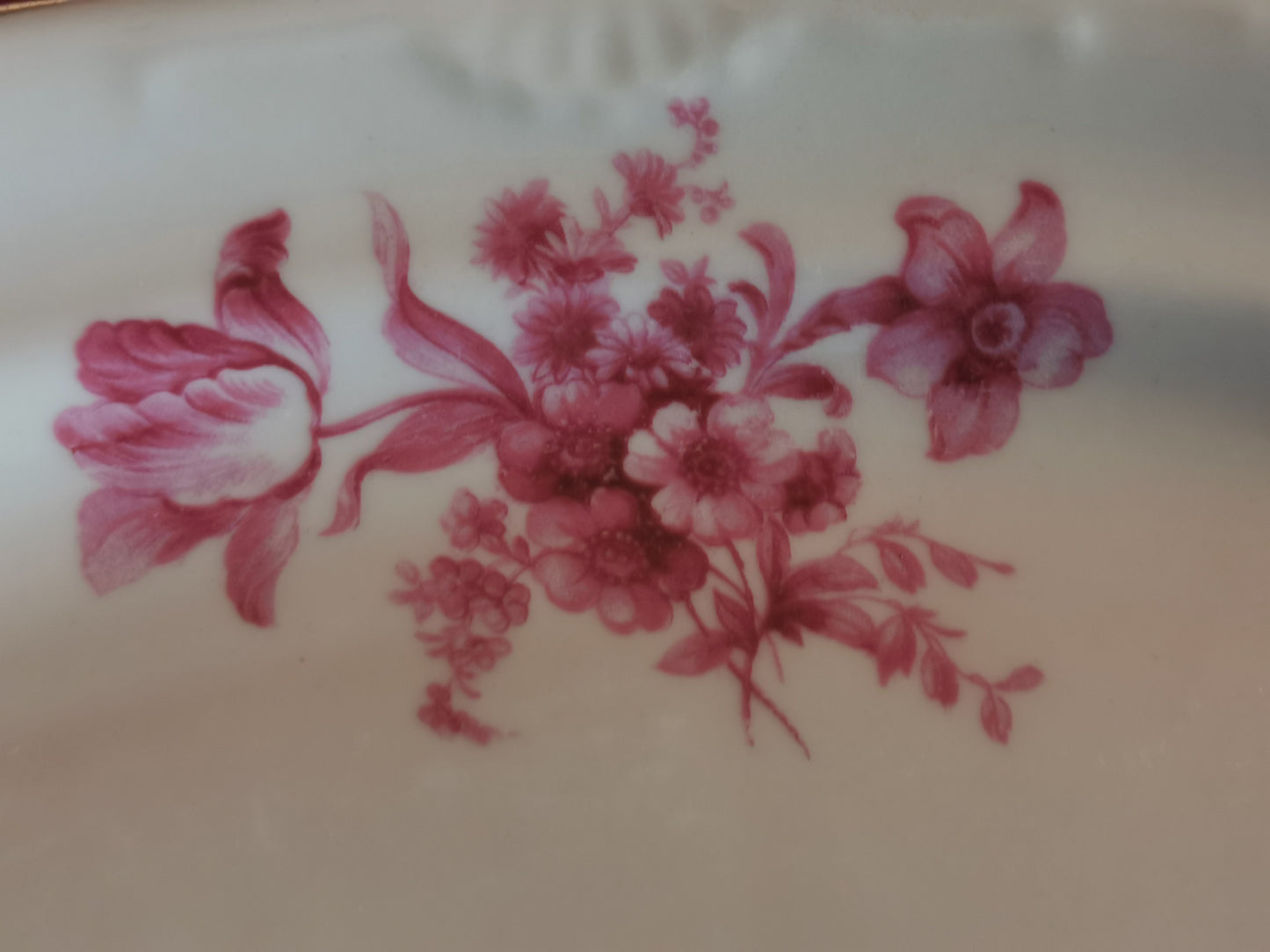 Antique Mosa Maastricht pink and cream floral Porcelain Collection