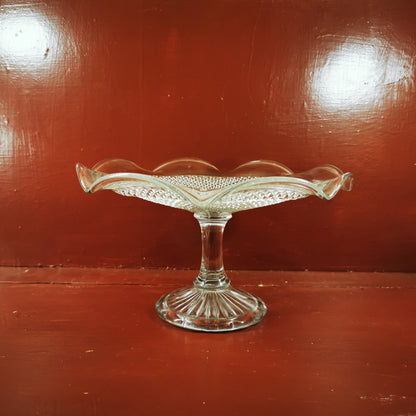 Antique Tri-Mold Clear Glass Fruit Stand
