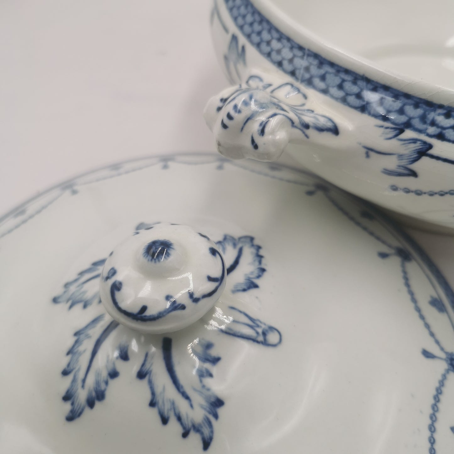 Rare Antique Thomas Till and Sons Irene Blue and White China Lidded Tureen