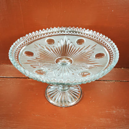 Emporial Tri-Molded English Clear Glass 8.5-inch Pedestal Dessert Stand