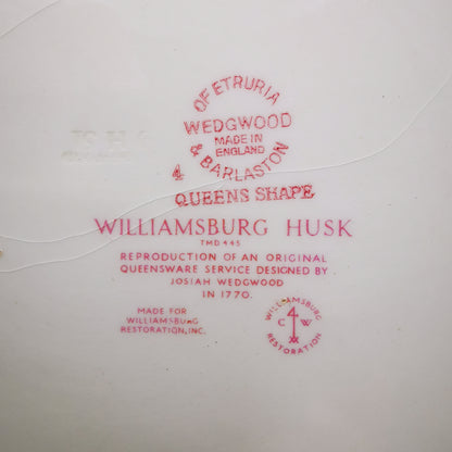 Wedgwood China Williamsburg Husk Queens Shape 15.5-inch Platter
