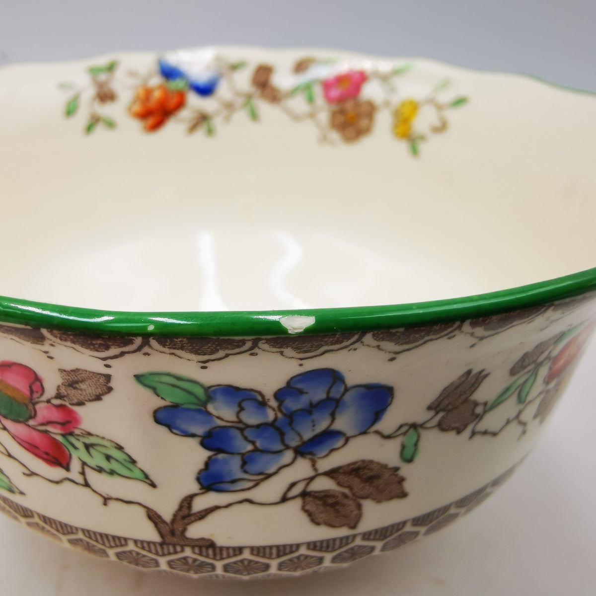Copeland Spode Chinese Rose Green Rim Medium Sugar Bowl