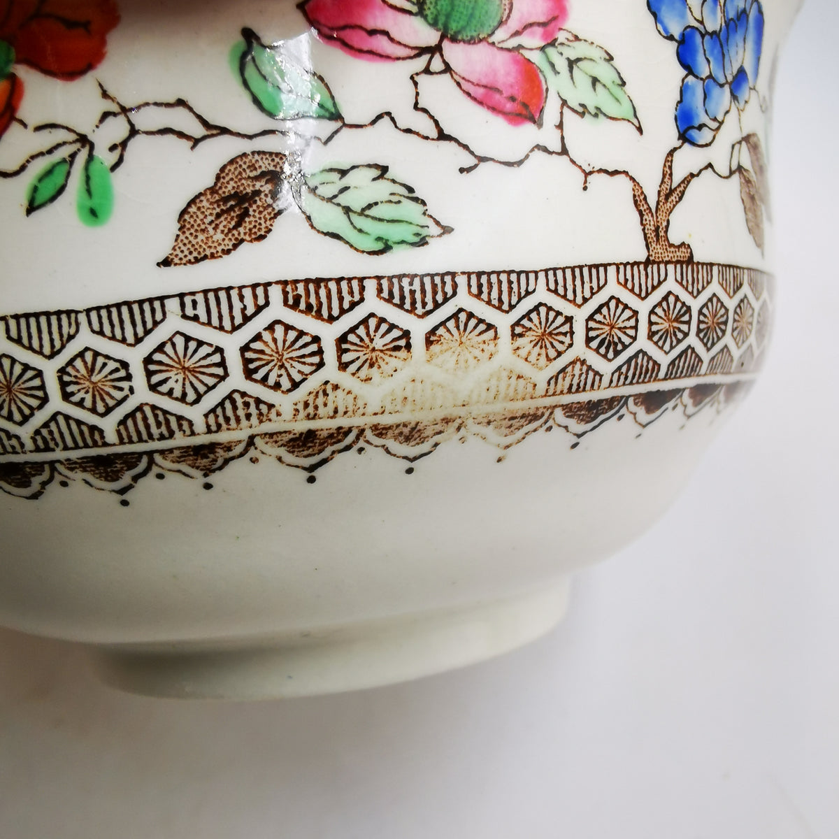 Copeland Spode Chinese Rose Green Rim Medium Sugar Bowl