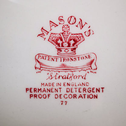 Masons Ironstone Red & White Stratford China 10.5-inch Dinner Plate