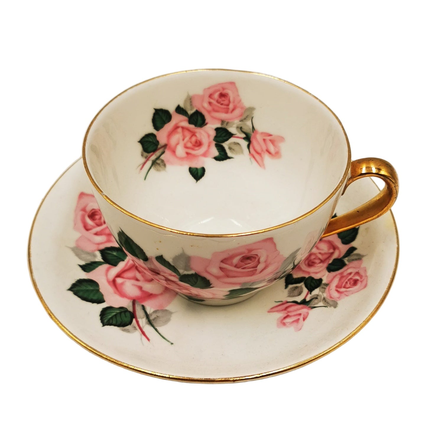 Imperial Contemporary China Pink Rose Teacup and Saucer