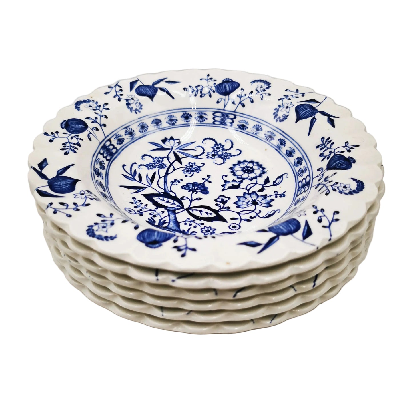 J-G-Meakin-Blue-Nordic-China-Ironstone-6.5-inch-Dessert-Bowl