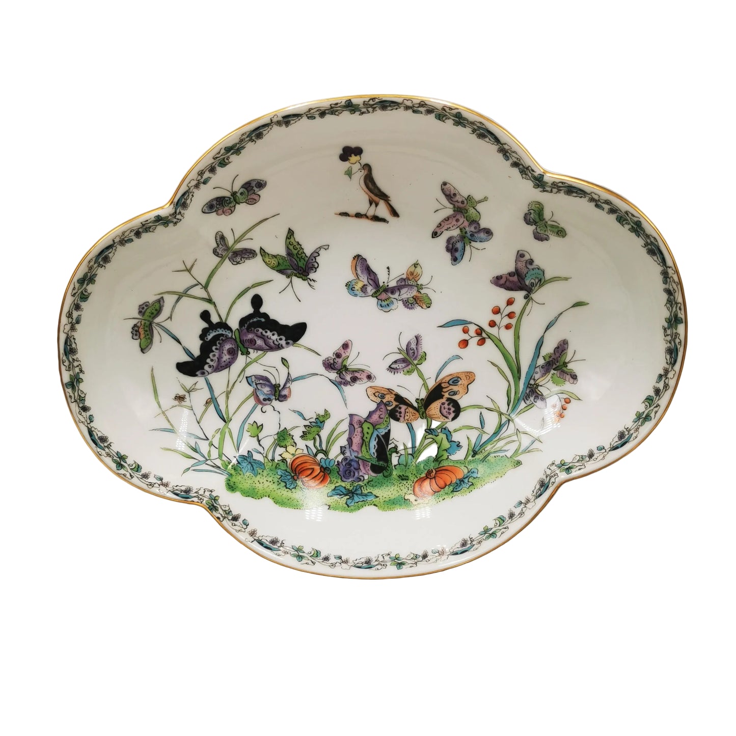 Japanese Aichi Seto Porcelain China Butterfly Dish