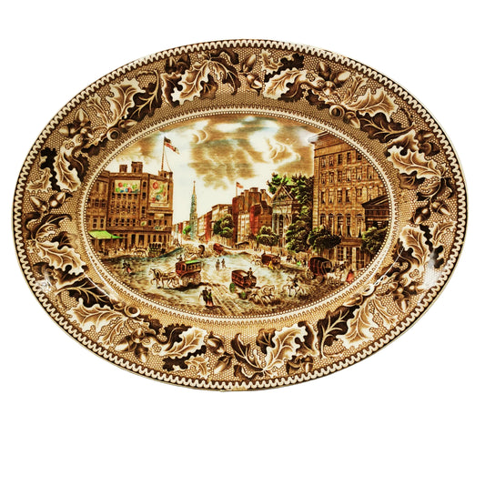 Johnson Bros China Historic America Barnums Museum Broadway New York Platter