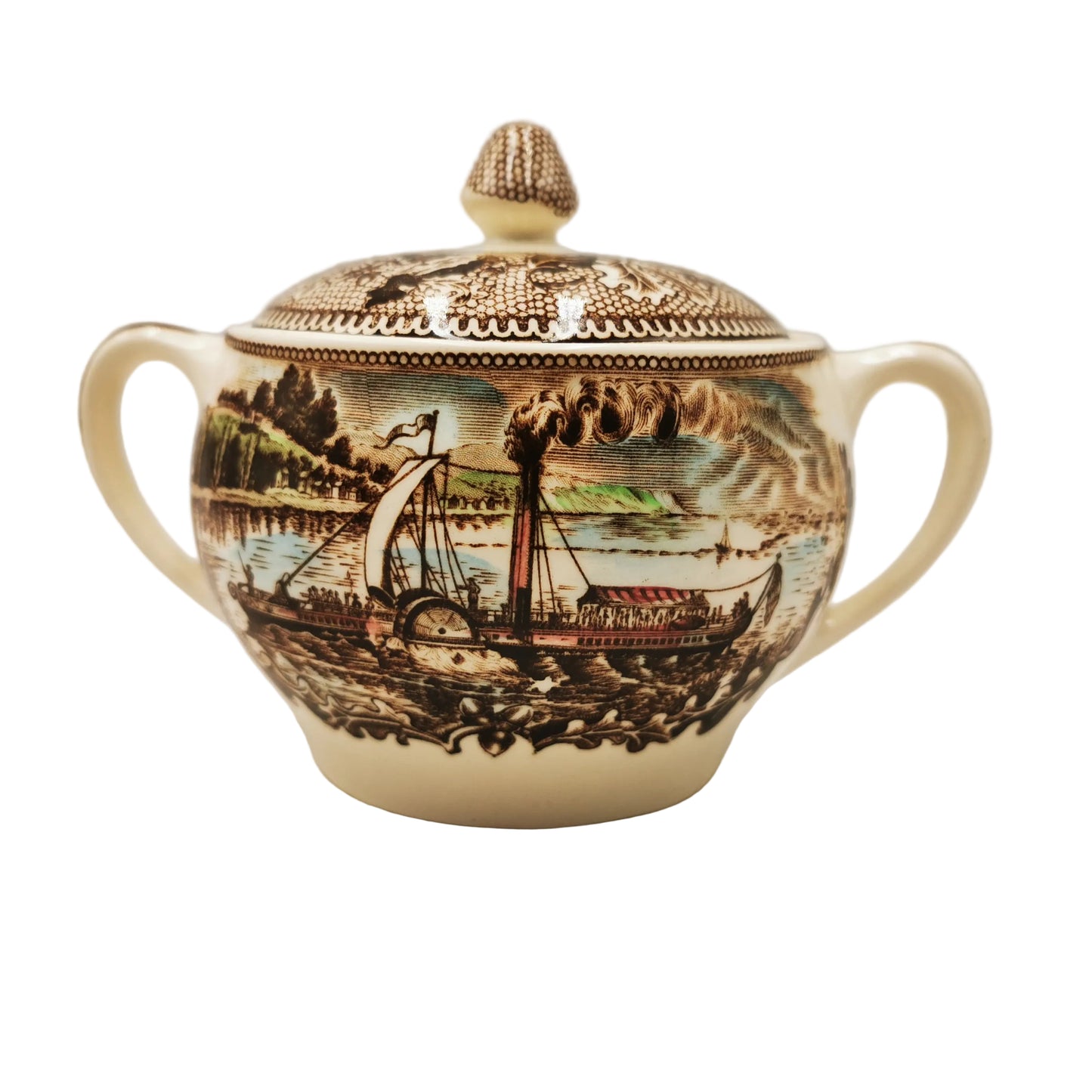 Johnson Bros China Historic America The Clermont Lidded Sugar Bowl