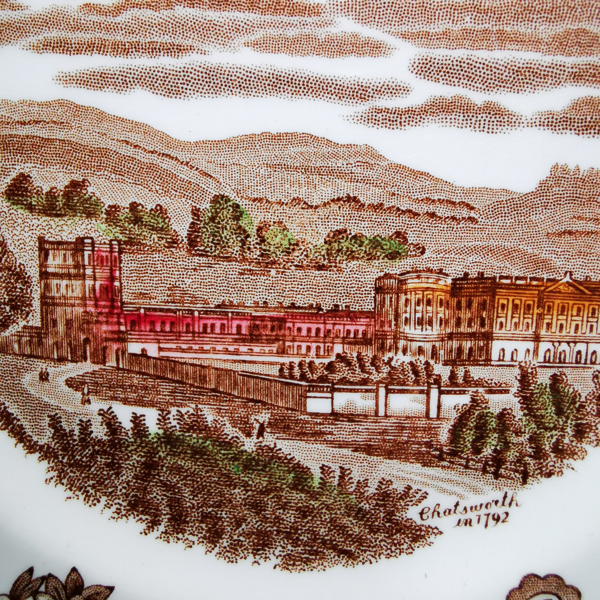 Johnson-Brothers-Brown-and-White-China-Old-Britain-Castles-Chatsworth-Dessert-Plate