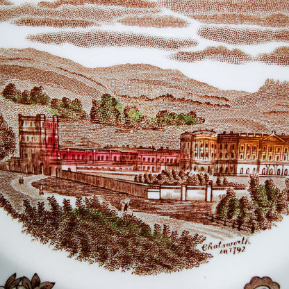 Johnson-Brothers-Brown-and-White-China-Old-Britain-Castles-Chatsworth-Dessert-Plate